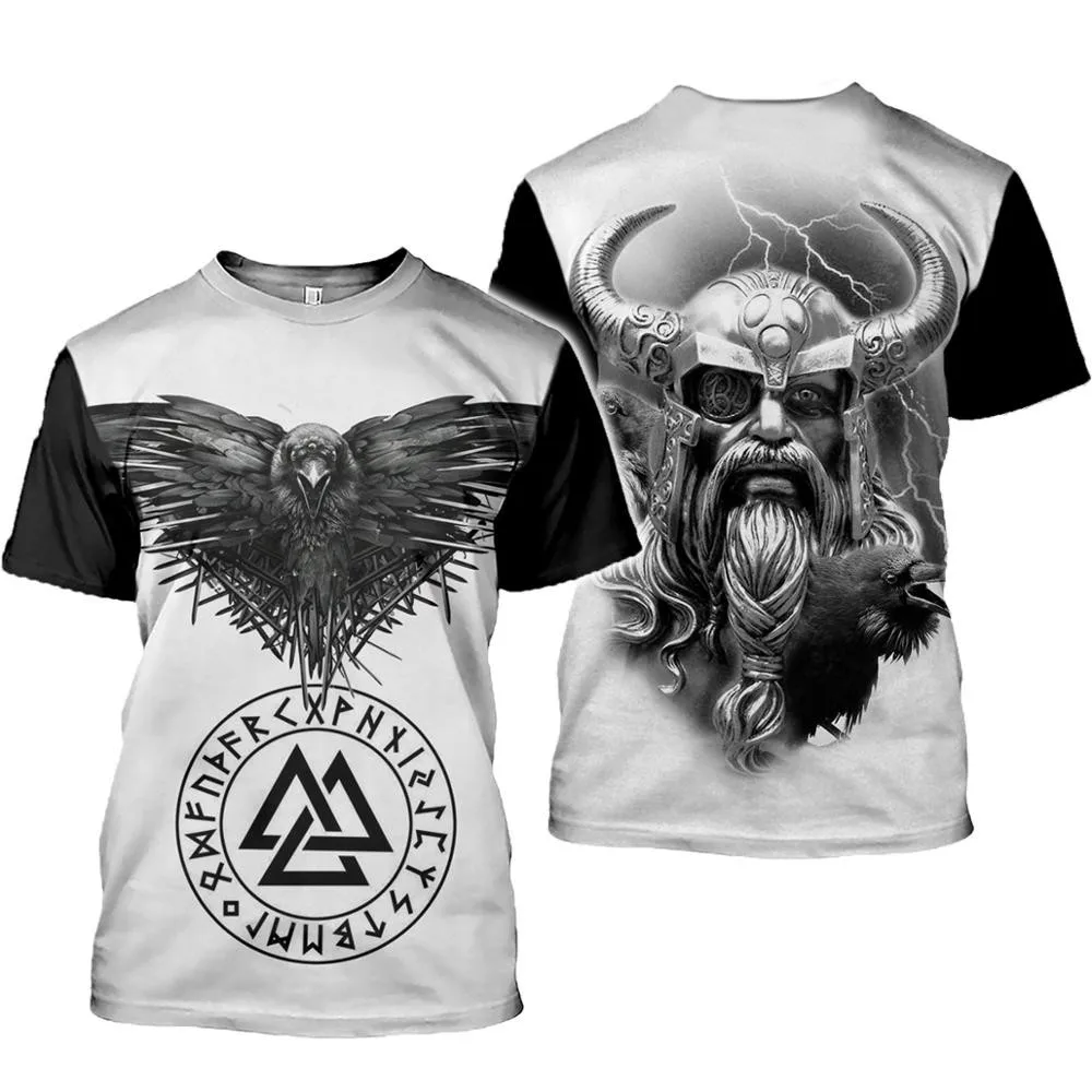 

2020 latest Viking symbol printed T-shirt men's summer short-sleeved Harajuku T-shirt men's street hip-hop unisex T-shirt top 01