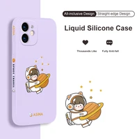 asina straight sided edge case for iphone 11 12 13 pro max xs max xr x soft liquid silicone cartoon cover for 6 7 8 plus se2020