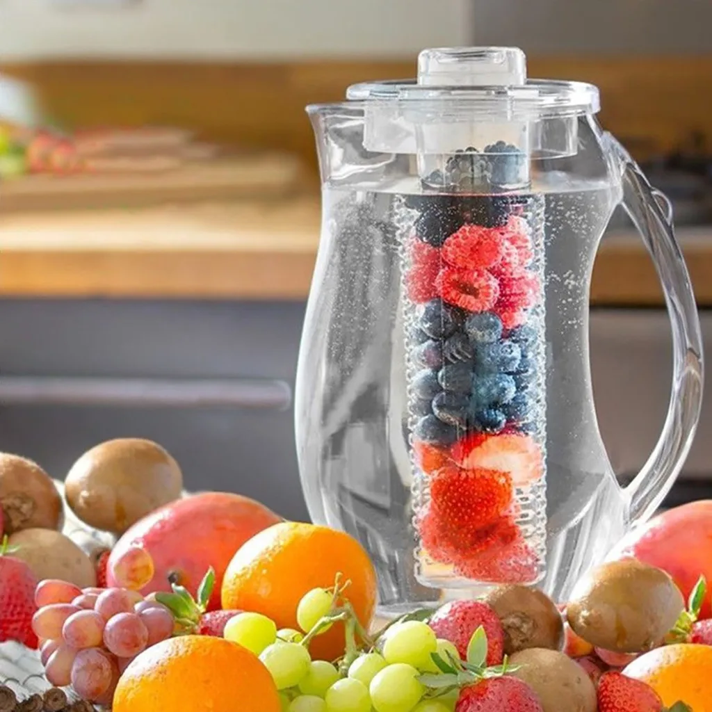 ice kettle Fruit Infusion Flavor Juice Pitcher Drinking Container Jar jug 2.9 qt Clear NEW 18x15x26.5cm Drop shipping#1982