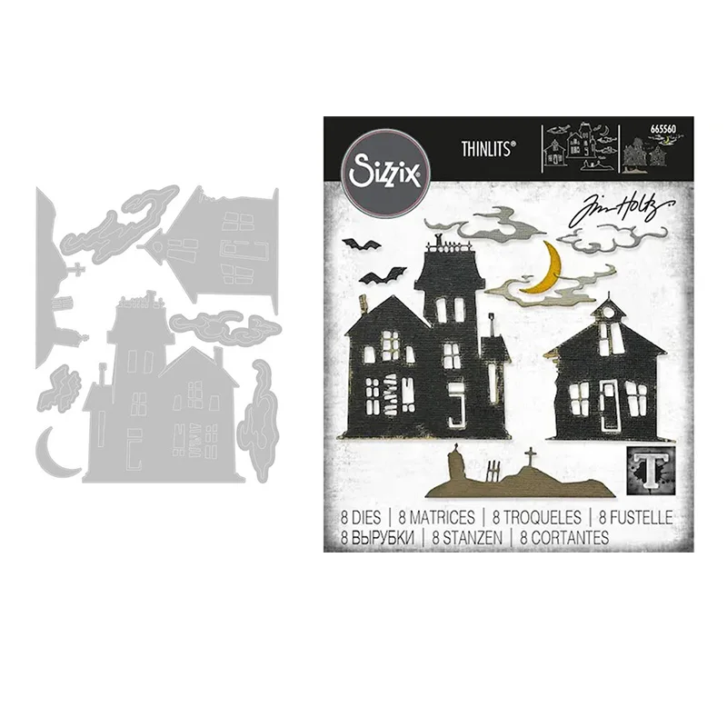 

Halloween Ghost Town Metal Cutting Dies Scrapbook Diary Decoration Stencil Embossing Template DIY Greeting Card Handmade 2021
