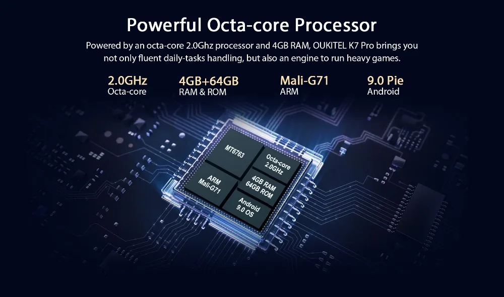 Смартфон OUKITEL K7 Pro 6,0 ''18:9 10000 мАч MT6763 4 Гб 64 ГБ Android 9,0 Распознавание отпечатков пальцев лица 9 В/2A мобильный телефон