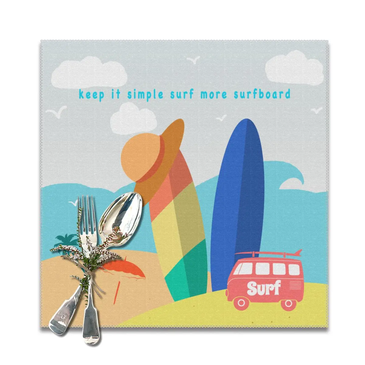 Столовые приборы для обеденного стола подставки серфинга и полистеровая чашка