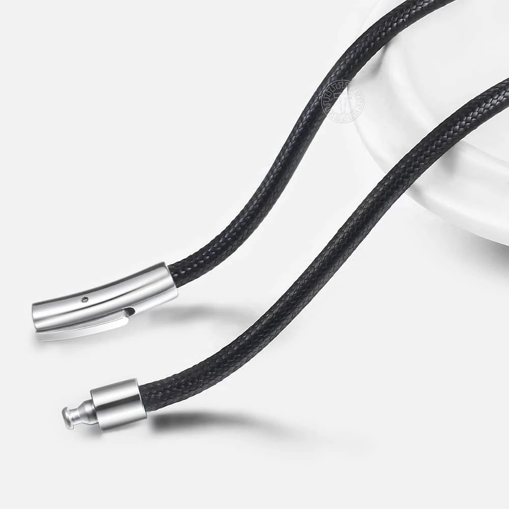 3mm Leather Cord Necklace For Men Stainless Steel Magnetic Brown Black Rope Choker Long Necklace Male Jewelry Accessories DN22A