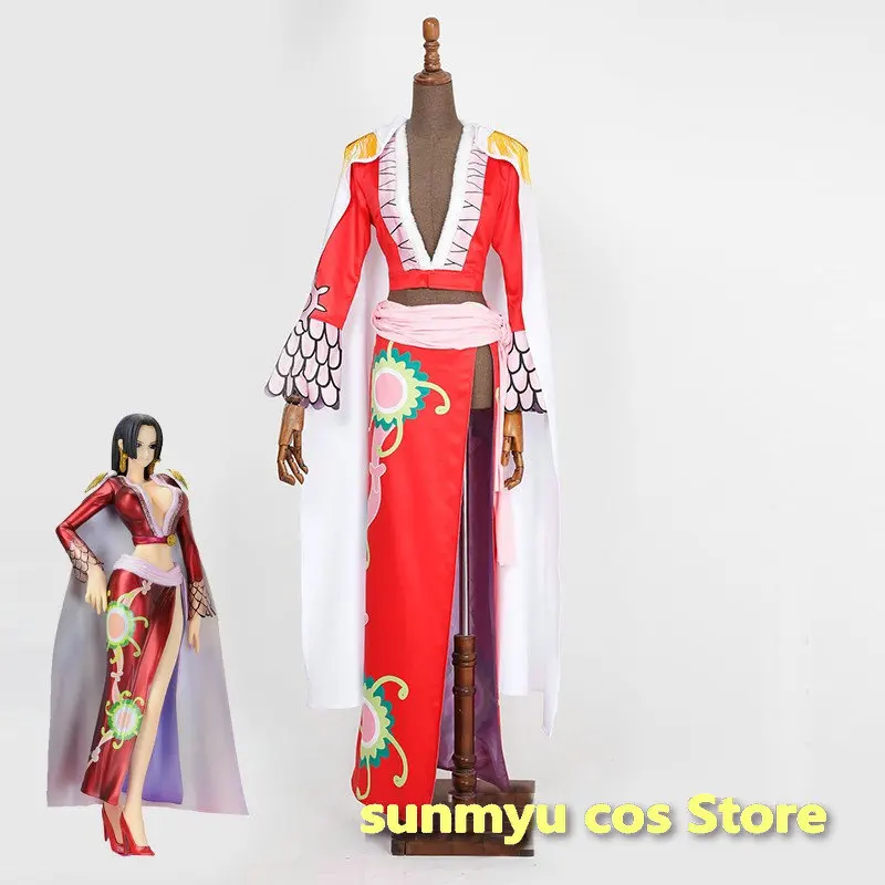 ONE PIECE Boa Hancock Cosplay Costume Custom size Halloween Red tops and skirt White Cloak
