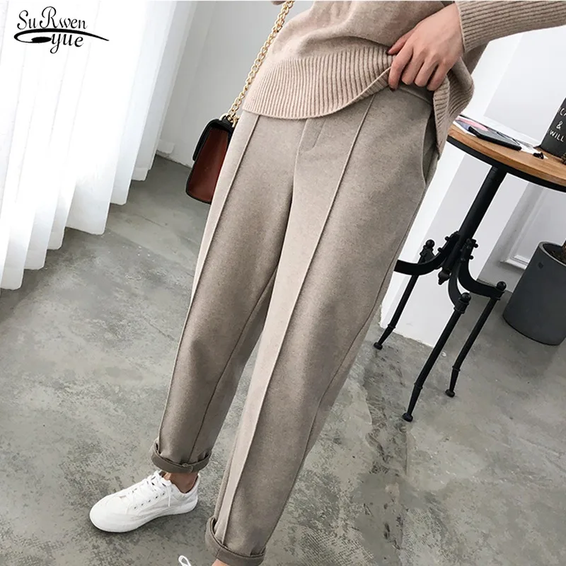 

Winter Thicken Women Pencil Pants Autumn Casual Solid Slim Female Trousers Loose Pleasure OL Style Wool Work Suit Pant 6648 50