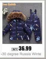 Русская зимняя одежда для новорожденных 90% куртка-пуховик для девочек зимняя парка для маленьких мальчиков, зимний комбинезон