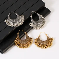 boho gold color tassel indian earrings for women orecchini jewelry gypsy vintage silver alloy bollywood ladies jhumka earrings