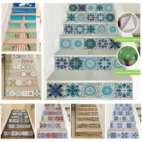 6pcsset 11 styles for choice stair wall stickers staircase tiles home decor art mural self adhesive waterproof art wallpaper