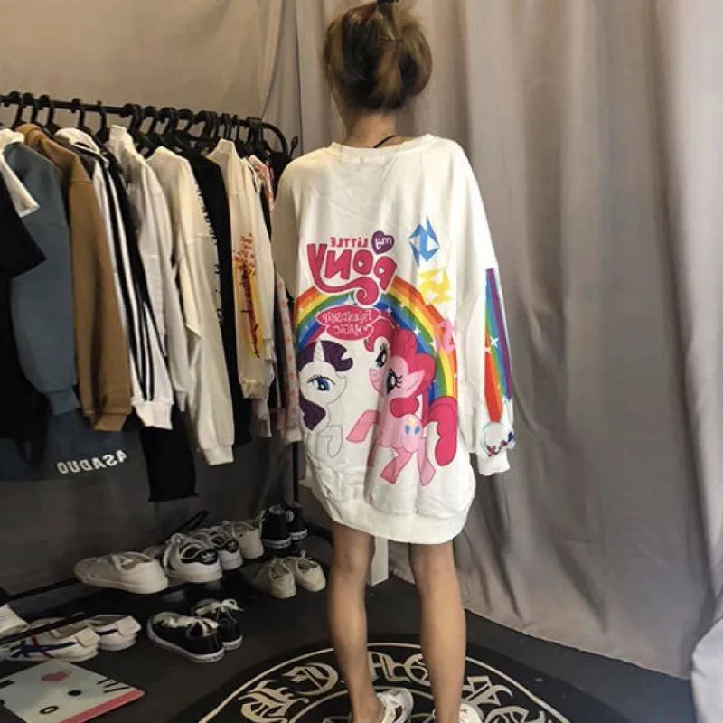Аниме толстовки женские Kawaii девушки милые женские пуловеры, топы Свободные Мультяшные японские худи женские осенние свободные зеленые толстовки