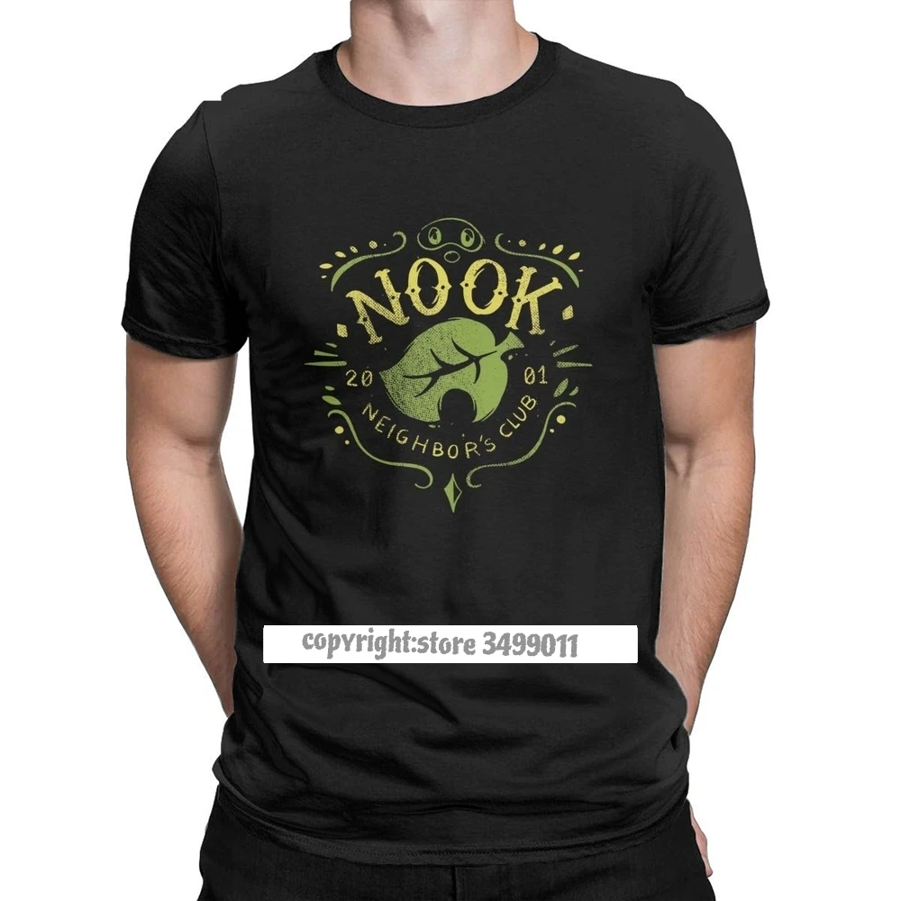 

Nook Neighbor's Club Tshirt Men Cotton Vintage Tee Shirt O Neck Animal Crossing Video Games Tees Tops Adult