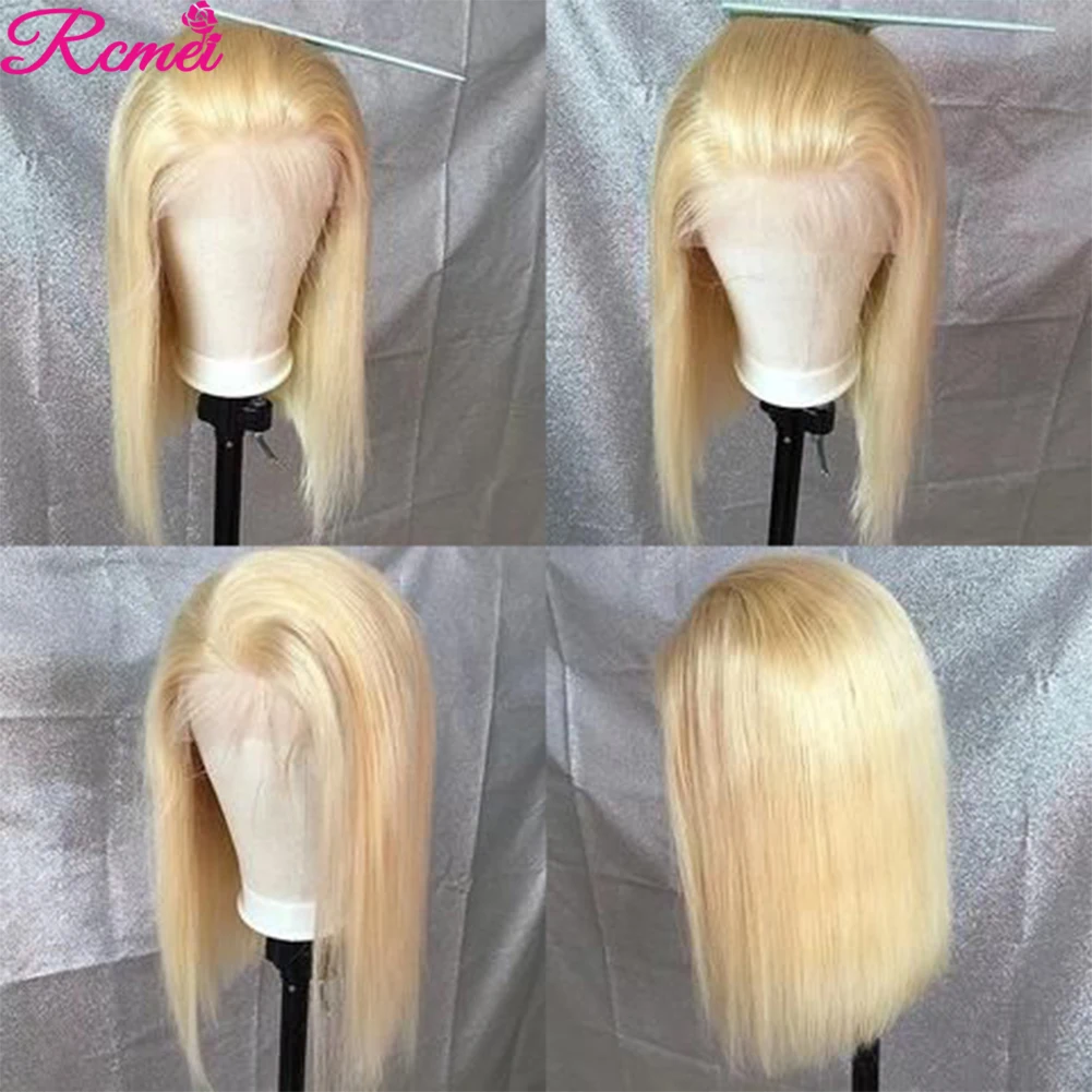 

180% 613 Blonde Short Bob Wigs 13x4 Lace Front Human Hair Wigs Pre Plucked With Baby Hair Brazilian Straight Remy Hair Bob Wig