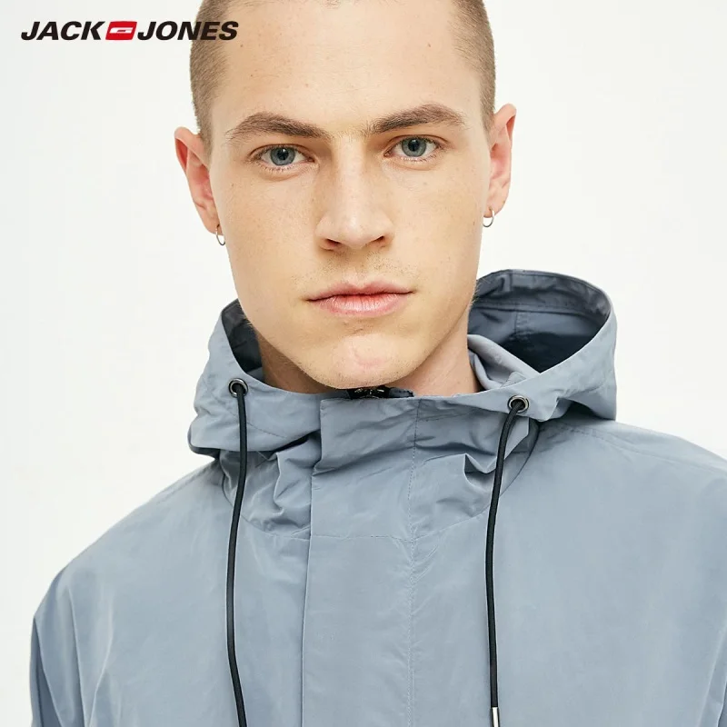 JackJones осенний мужской светильник Тренч Повседневная ветровка с капюшоном куртка 218321543