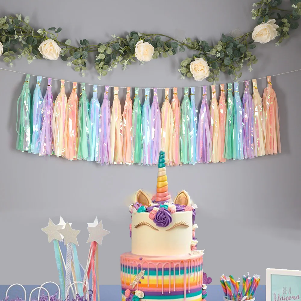 

20pcs Rose Gold DIY Tissue Paper Tassel Garlands Sets Baby Shower Anniversary Wedding Birthday Party Decoration Crafts Supplies