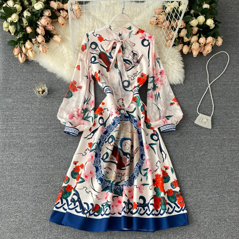 

Дворцовые платья, высококачественное женское элегантное платье с рукавами-фонариками, новая коллекция для весны 2021 года