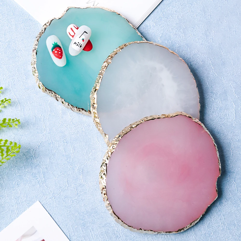 

1 Pcs Round False Nail Tips Display Board Resin Stone Color Painting Palette Holder Practice Nail Art Tools Manicure Accessories