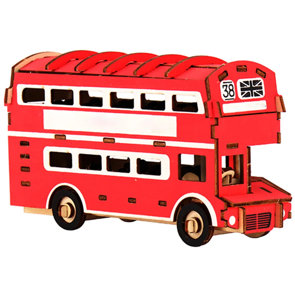 3D модель автобуса головоломки DIY ручной работы деревянные для сборки