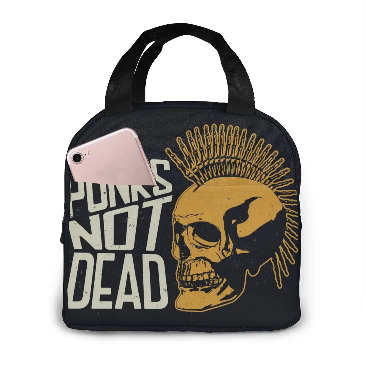 

Сумка для ланча с черепом в стиле панк, переносной изолированный термоохладитель, Ланч-бокс бенто, сумка-тоут для хранения пикника
