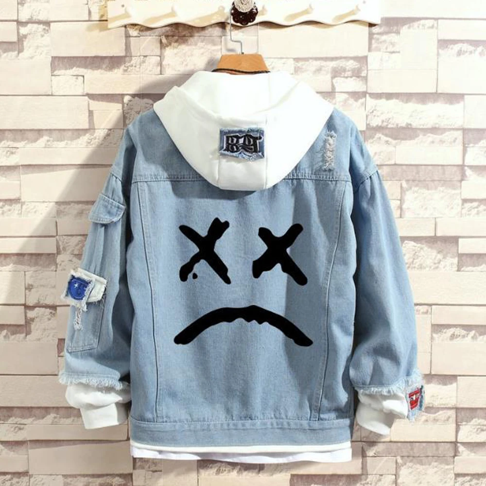 Джинсовая куртка Lil Peep Мужская свободная теплая с длинным рукавом модные