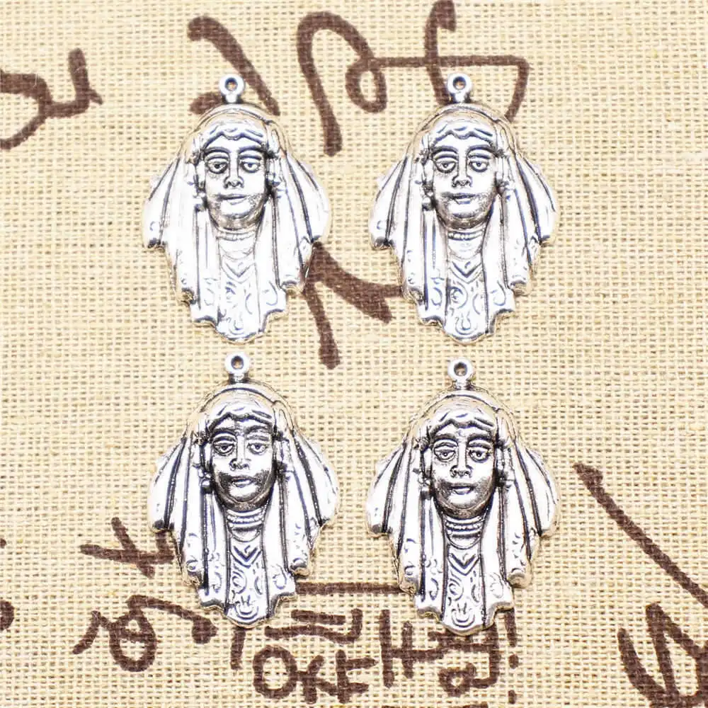 

Charm Jewelri 32x22mm Indian Girl Charms Antique Silver Color 5pcs