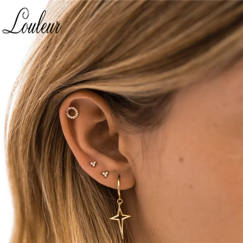 Серьги подвески из титановой стали Louleur простые круглые серьги с круглой пряжкой