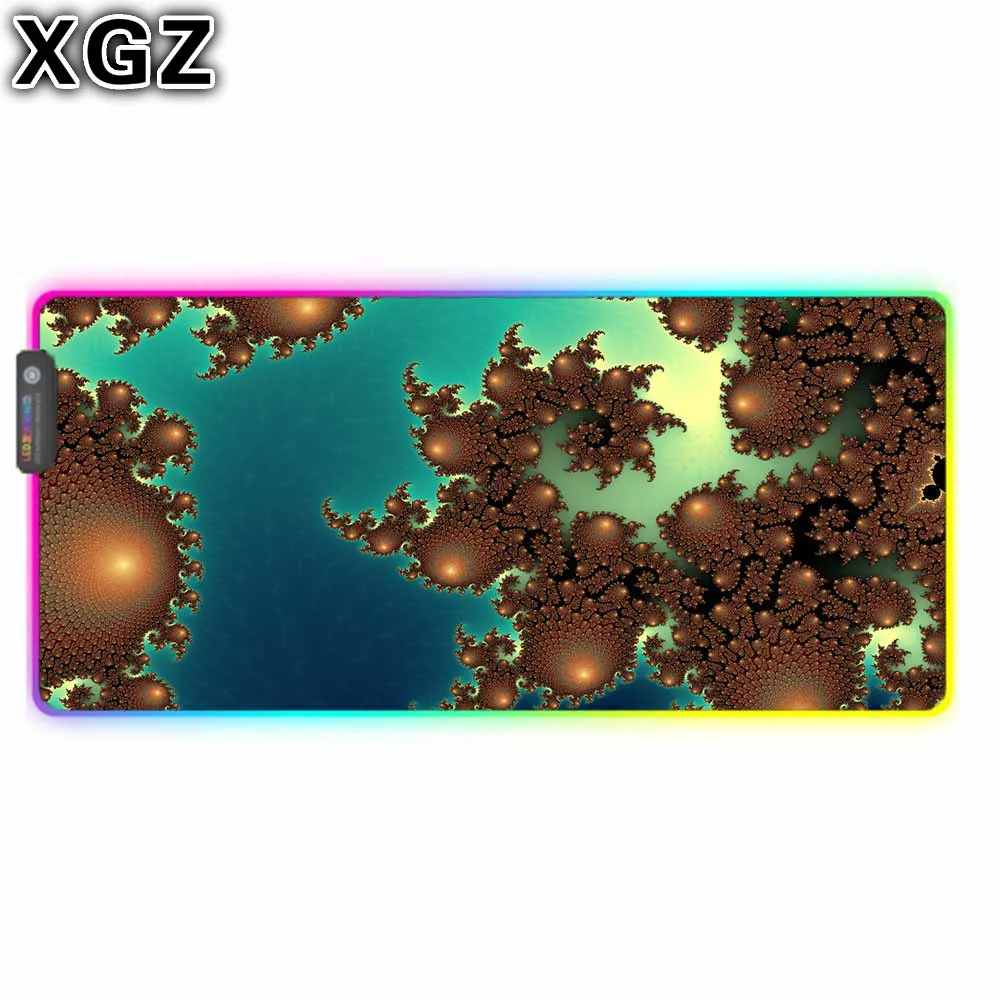 

XGZ Golden Pattern Game Mouse Pad LED Backlight Color RGB Computer Notebook Office Game Accessories Rubber Non-slip Mouse Pad