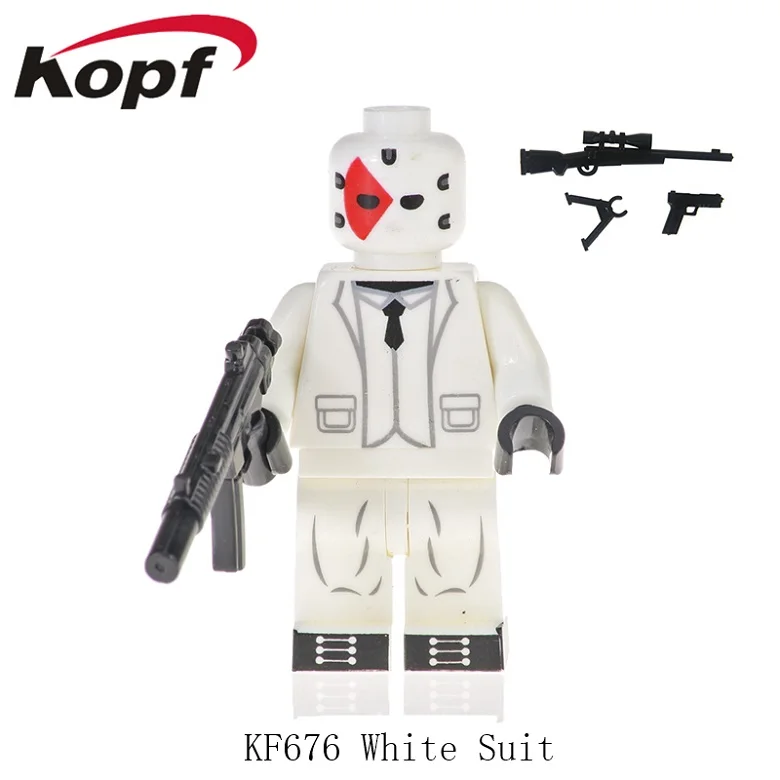 KF676 Without Box Одиночная строительных блоков с металлическим оружейным стрелком игра небо лиса выгорание Белый Костюм Фигурки для детей Коллекция игрушек KF671 - Color: KF676 Without Box