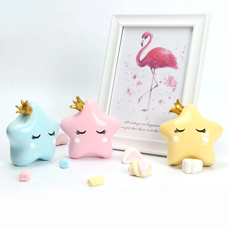 

LuanQI Resin Solid Color Crown Star Ornaments Cake Topper For Desktop Decoration Cake Candle Dessert lovely Gifts Party Supplies