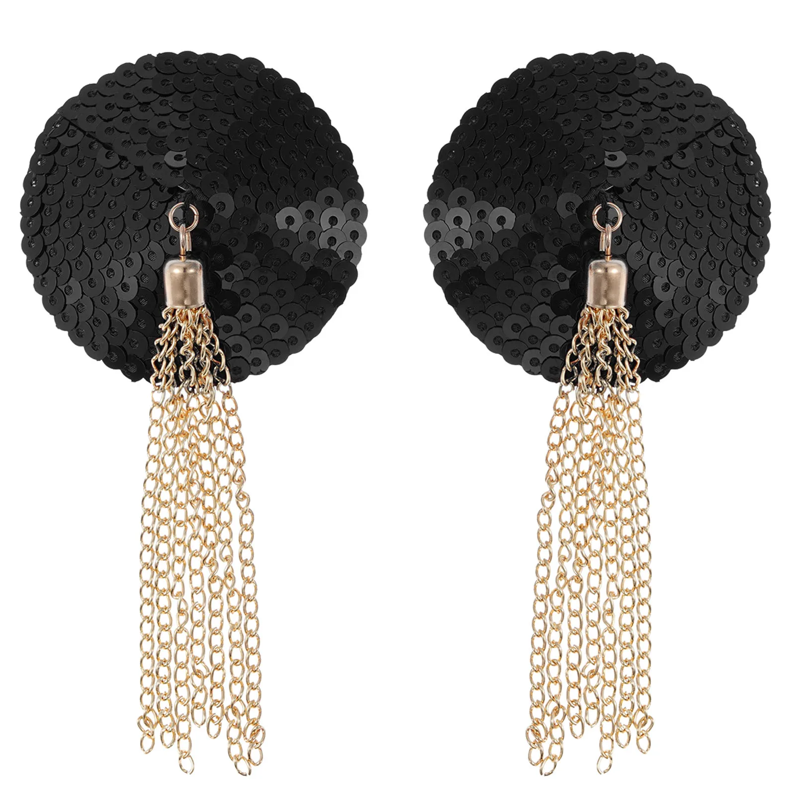 

Women Breast Pasties Sequins Tassel Chains Bra Nipple Covers Adhesive Silicone Breast Stickers Femme Breast Decor Nipplecovers