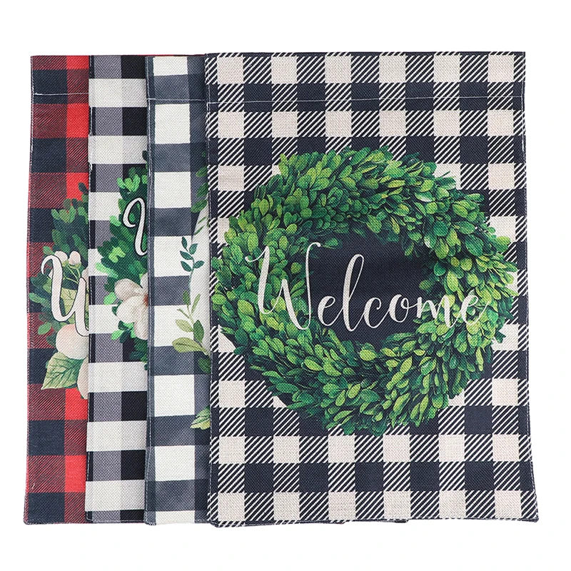 Добро пожаловать Buffalo Boxwood венок осень маленький Садовый флаг вертикальный