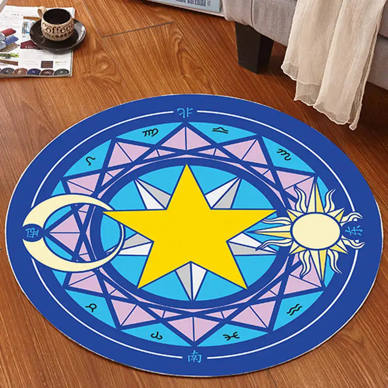 

Cartoon Sailor Moon Card Captor Sakura Rug Mat Magic Array Carpet Doormat Antislip Plush Princess Creative Handmade Home Decor