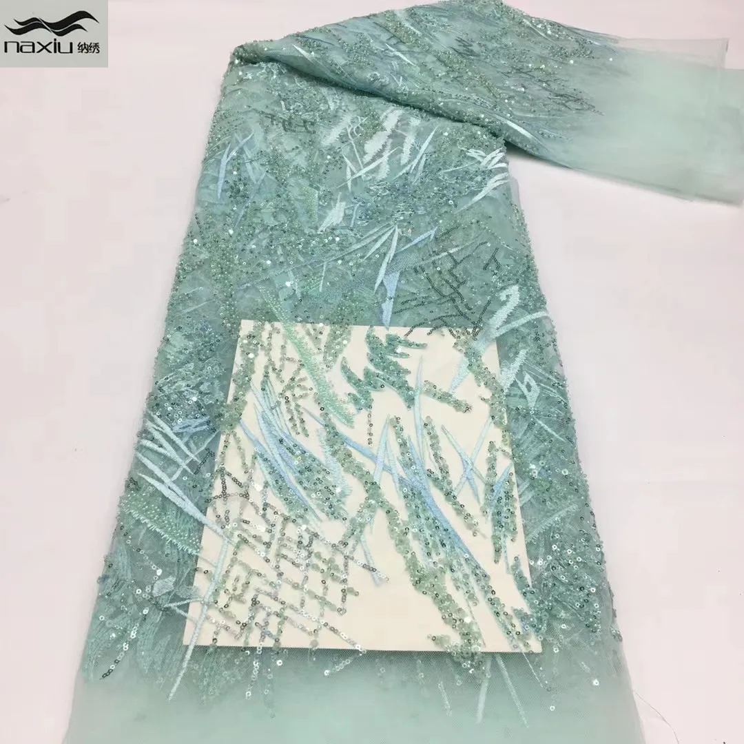 

Madison Beads Tulle Lace Fabric Latest African Lace Fabric 2021 High Quality Sequins Lace For Nigeria Wedding Dress Sewing