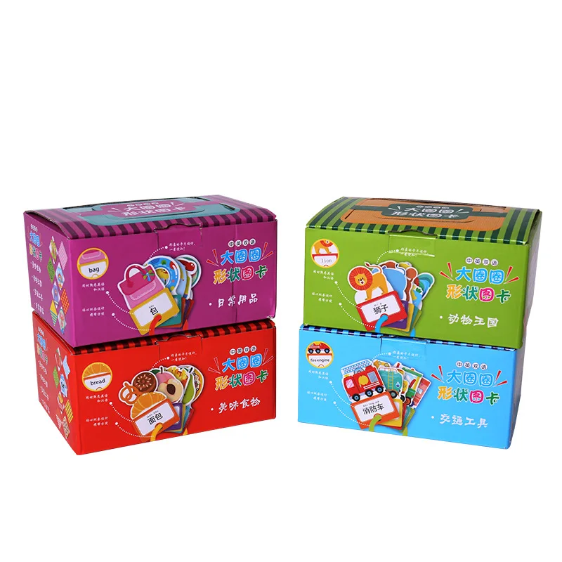 

30 Sheets/Set Kids Chinese and English Learning Word Flash Cards Early Educational Toys Game Pocket Card