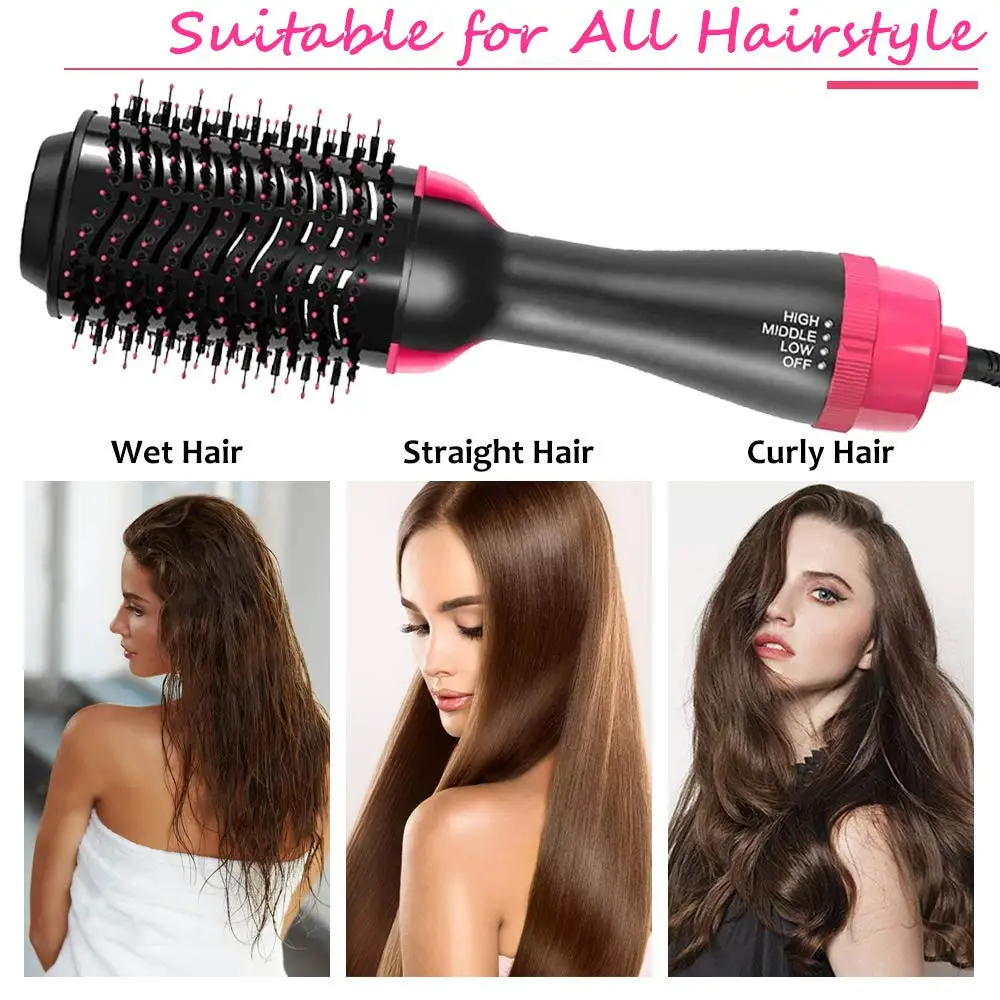 

Hair Dryer Hot Air Brush Styler and Volumizer Hair Straightener Curler Comb Roller One Step Electric Ion Blow Dryer Brush