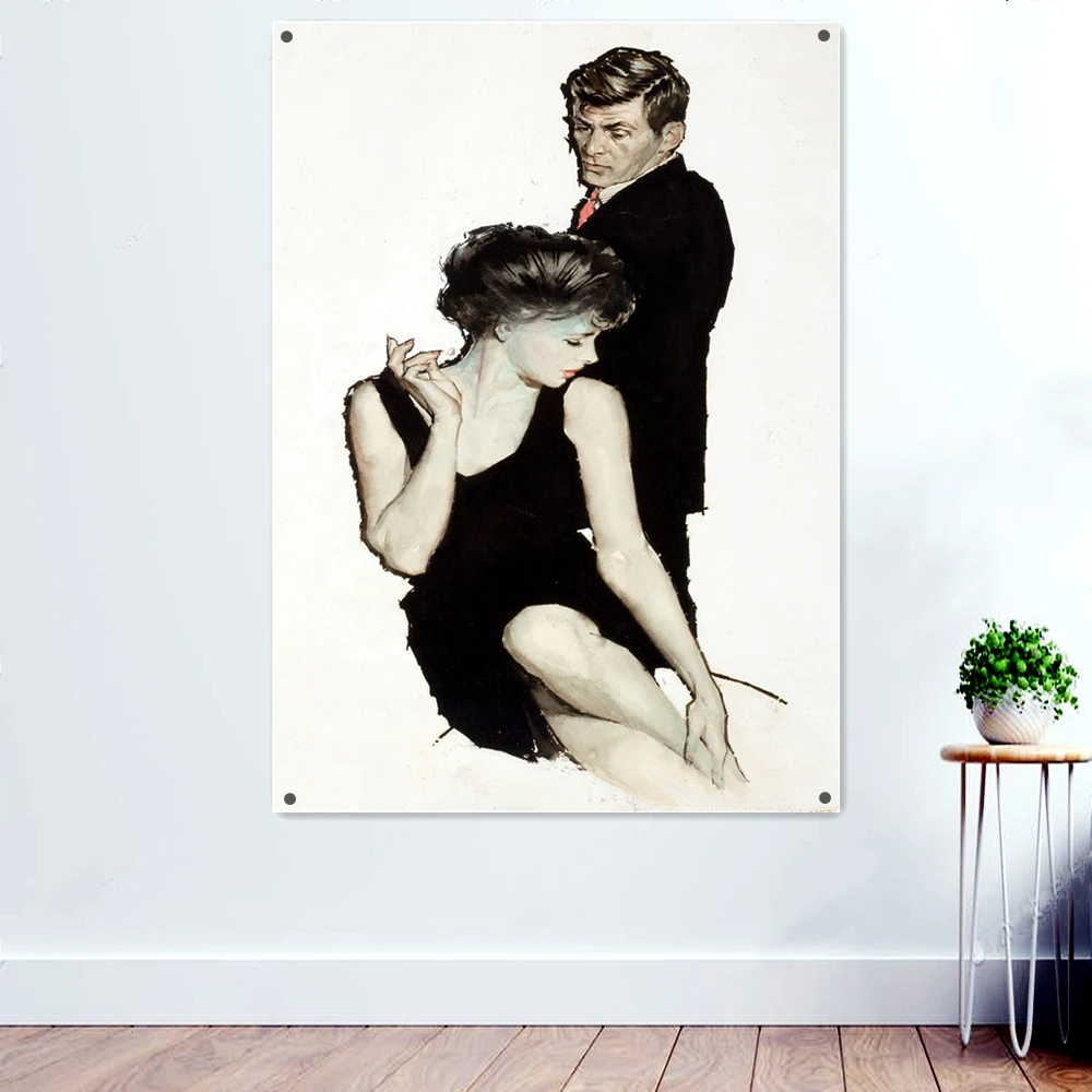 

Classic Sexy Pin Up Girl Banner Flag Vintage Poster Home Decor Wall Art Painting Stickers Bar Cafe Tapestry Wall Sticker Mural 4