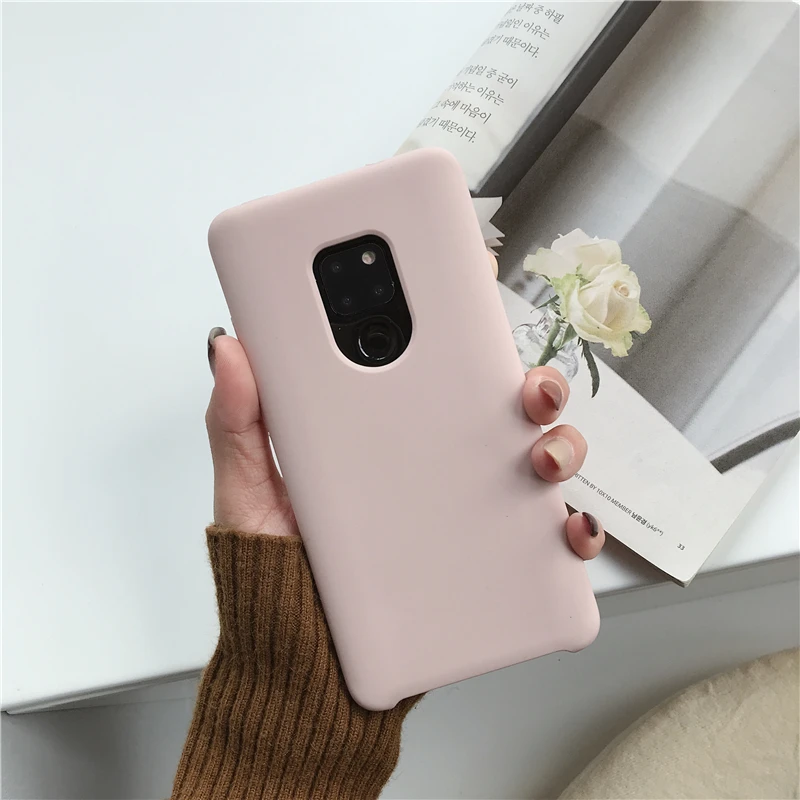Pink Для huawei mate 20 Pro Чехол, мягкая Жидкая силиконовая задняя крышка для huawei mate 20 X Nova 5 чехол 10 Pro P20 P30 Lite противоударный чехол - Цвет: Pink