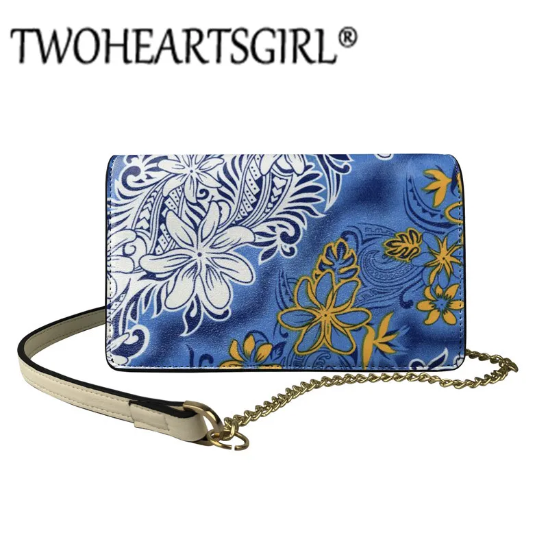 

Twoheartsgirl Blue Polynesian Fashionable Shoulder Bags Plumeria Print Wild Messenger Bag Handbag for Ladies 2020 New