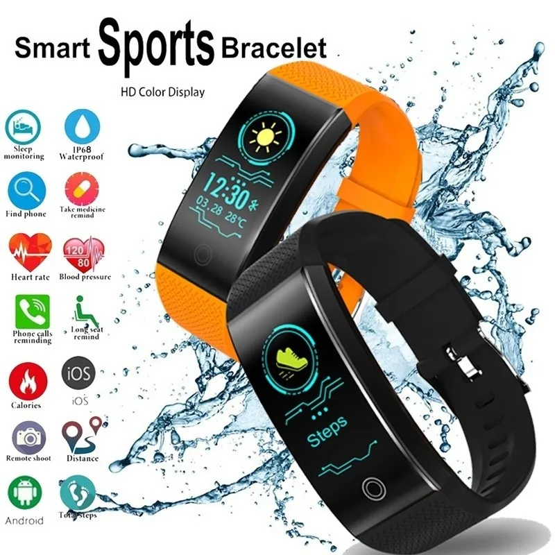 

QW18 Smart Bracelet IP68 Waterproof Fitness Tracker Heart Rate Monitor Blood Pressure Cardio Bracelet Smart Band for Android IOS