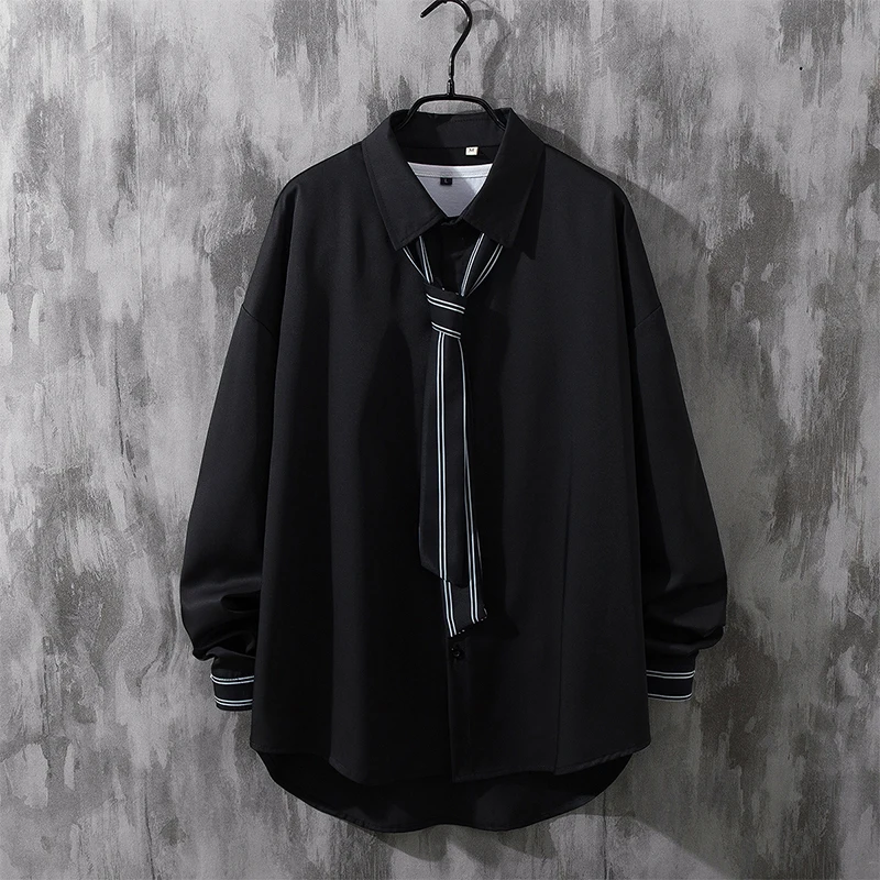 #4738 черный Белый Цвет Серый Рубашка с длинными рукавами для мужчин воротником