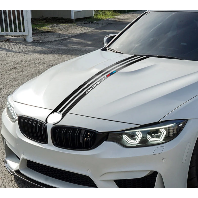 

TPIC Car Styling Stickers Carbon Fiber Car Hood Sticker Decals M Performance Decor For BMW e90 e46 e39 e60 f30 f10 f15 e53 X5 x6