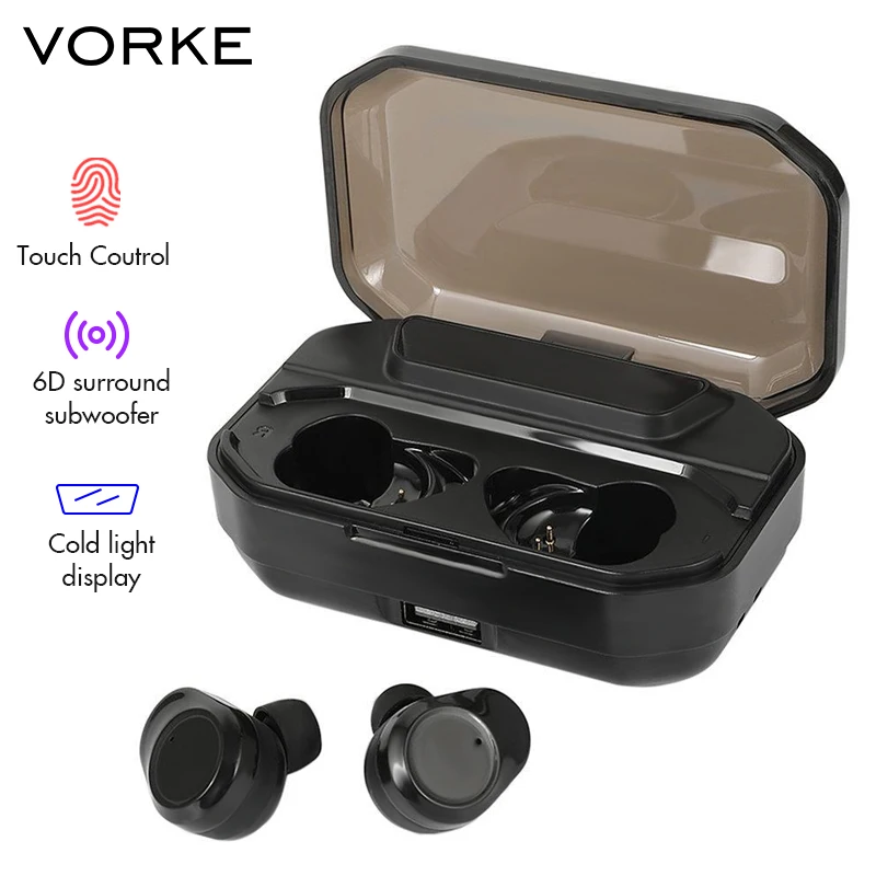 Фото Vorke T2 TWS наушники Bluetooth 5 0 IPX6 с тяжелыми басами сенсорное управление зарядным Vorke T2 TWS наушники Bluetooth 5 0 IPX6 с тяжелыми басами сенсорное управление зарядным