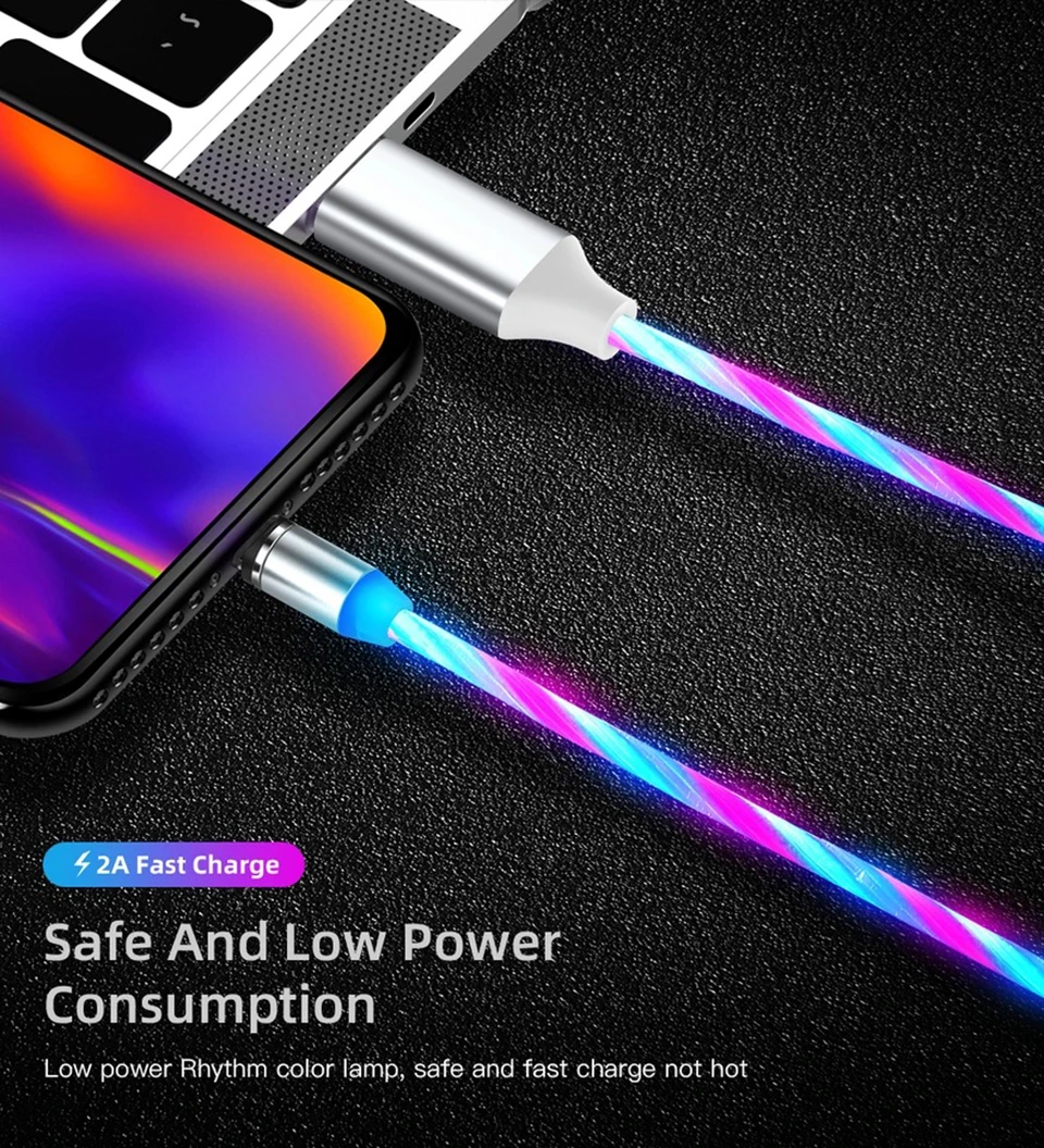 Магнитный светодиодный кабель Micro USB для Samsung S10 S9 Type c зарядка iPhone магнитное