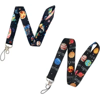 starry sky space universe planet galaxy neck strap mobile phone lanyard keychain for keys id badge holder hang rope accessories