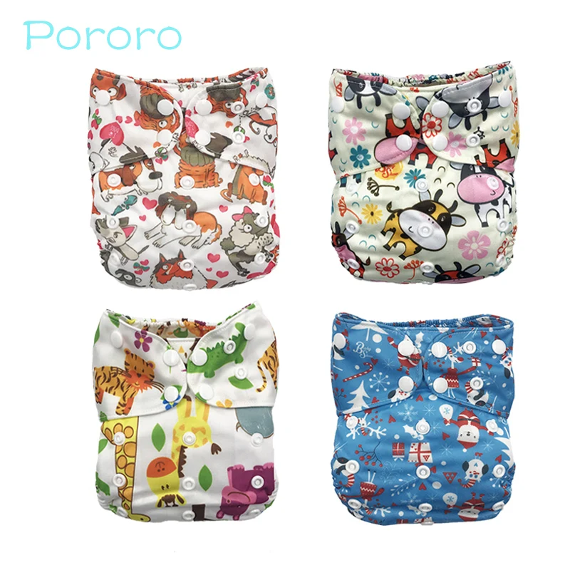 Детские подгузники Pororo все в одном дышащие тканевые с 2 бамбуковыми Пеленка из