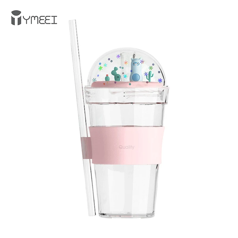 Милая пластиковая бутылка для воды YMEEI 490 мл с трубочкой защитой от ожогов