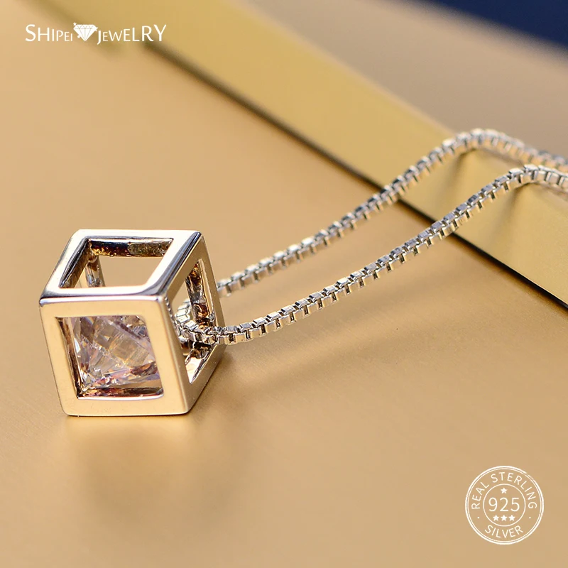 Женское Ожерелье с кулоном из серебра 925 пробы муассанитом|Ожерелья| |