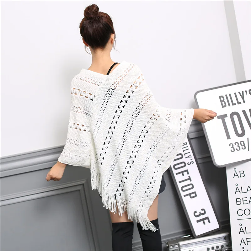 Асимметричное пончо и накидки Весенняя женская Свободная вязаная крючком