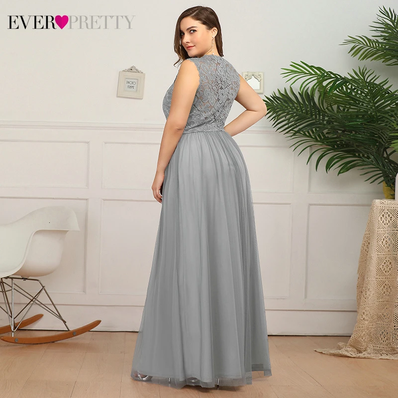 Plus Size Floral Lace Evening Dresses Ever Pretty A-Line V-Neck Sleeveless Tulle Elegant Long Party Gowns Vestido De Festa 2020 | Свадьбы и