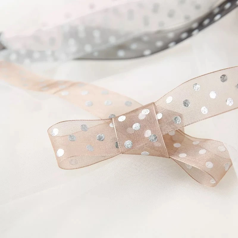 25 мм ленты из органзы с узором в горошек для свадебной вечеринки украшения