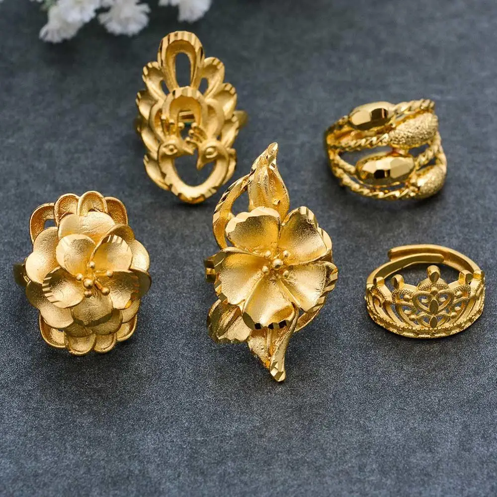 Wando эфиопское Золото Цвет Скраб Кольца для женщин/девочек Регулируемая форма