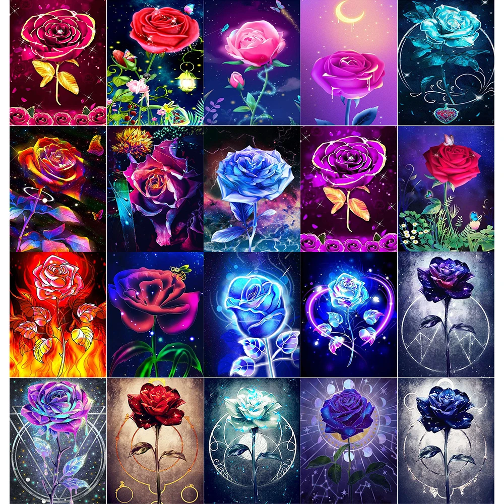 

DIY Diamond Painting 5D Flower Full Round Diamond Embroidery Colorful Rose Rhinestones Mosaic Picture Handmade Hobby Home Decor